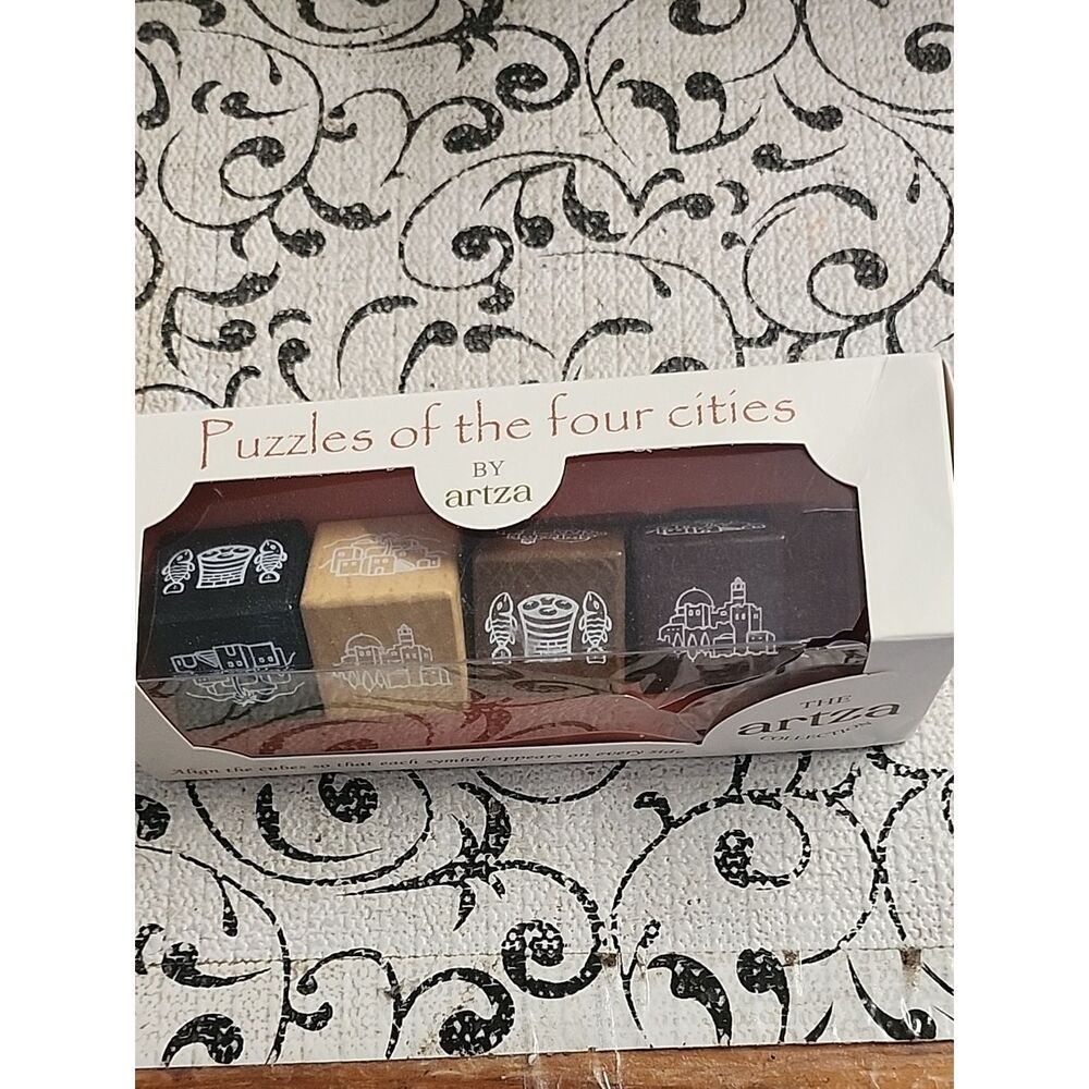 Puzzles of the Four Cities Wooden Cube Set - Black, Tan, Brown